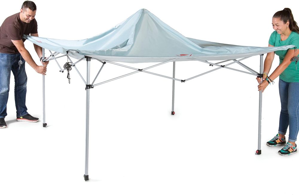 Coleman Light & Fast - Tienda de campaña desplegable de 10 x 10 pies, Refugio portátil para el Sol se instala en 3 Minutos y Pesa 10 Libras más Ligero Que refugios comparables, Ideal para Playa