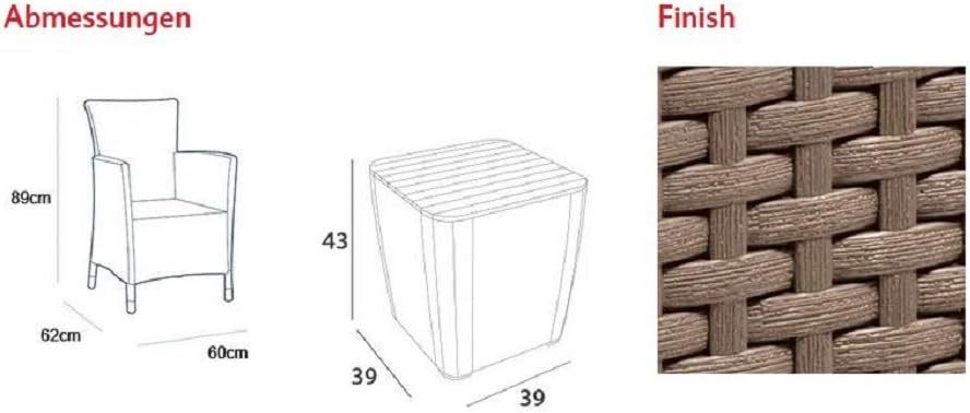 Set de Balcon Iowa, 3 Piezas, Simil Rattan Fabricado en Resina de Alta Calidad, Color Grafito