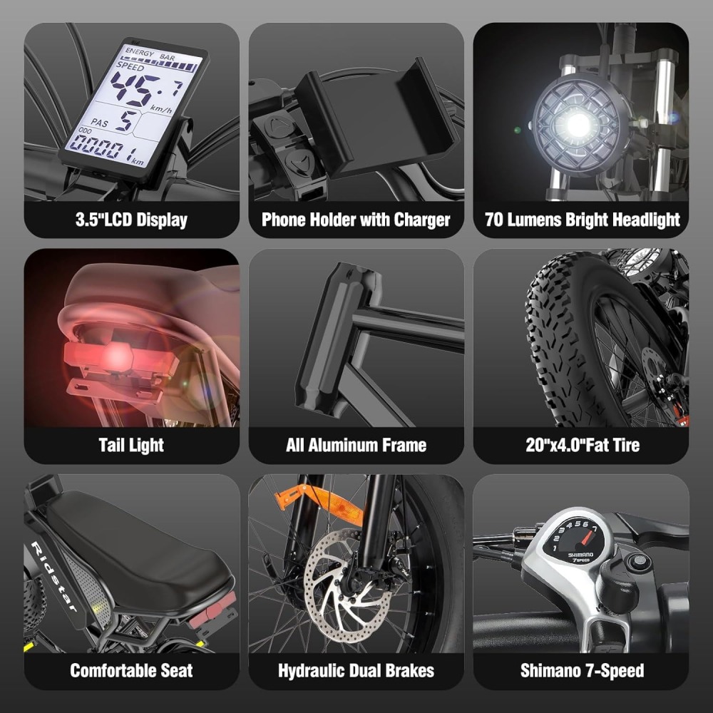 ¡OFERTA DE 24H! Bicicleta de montaña, 33 MPH, 48 V, 20 Ah, UL2849