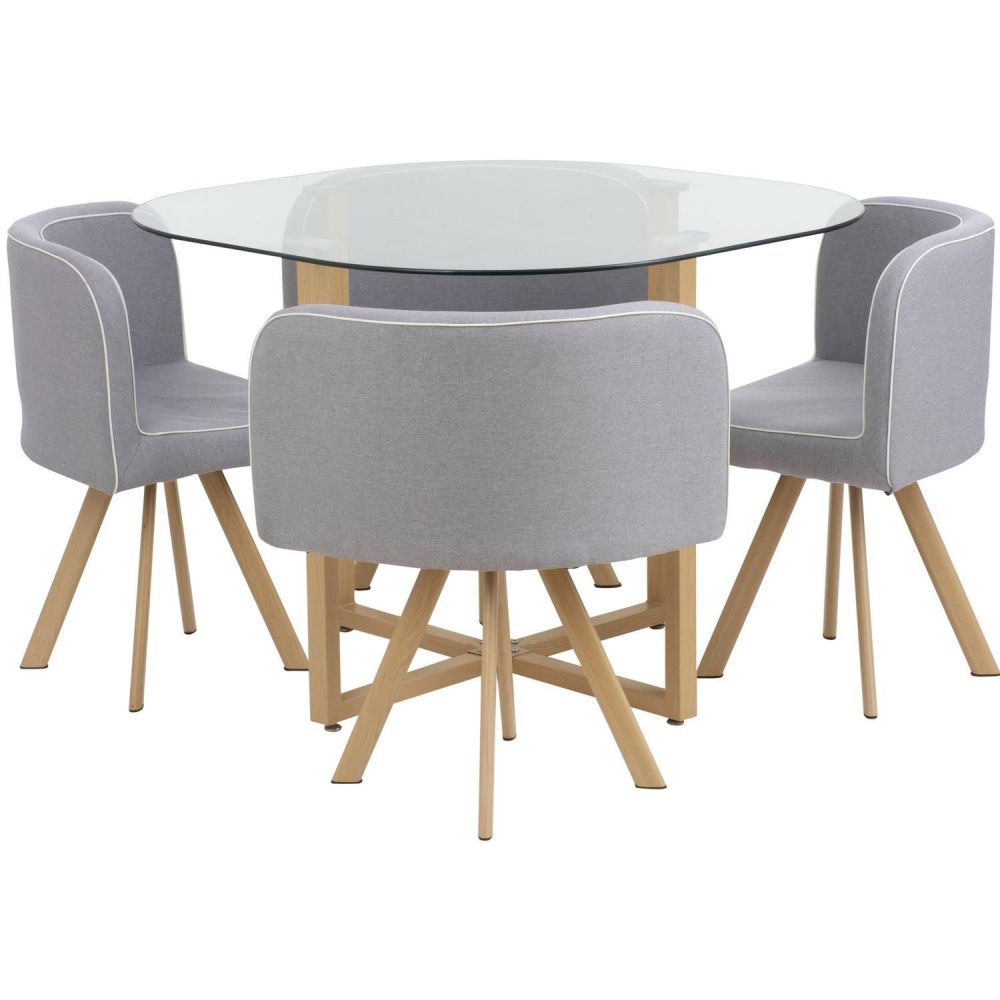 Juego de Comedor Graph 4 Puestos de Vidrio 100x100x75 cm