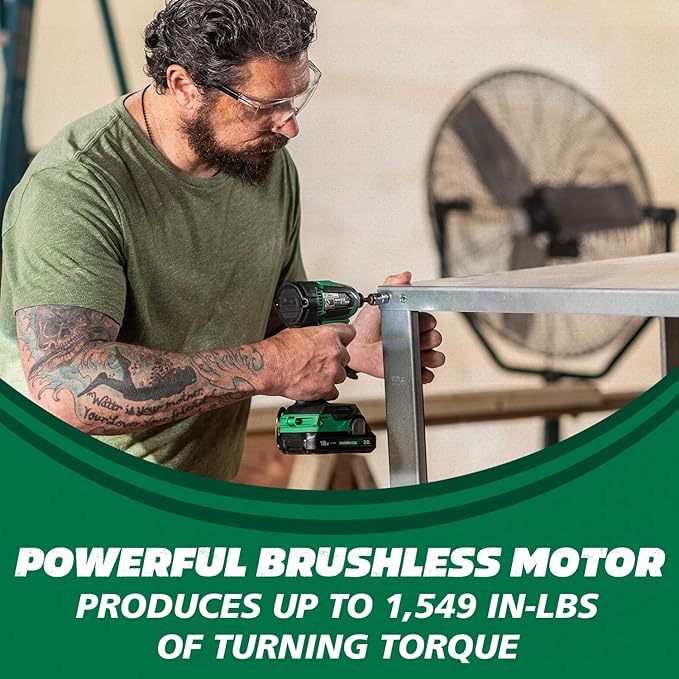 Metabo HPT - Kit combinado de taladro inalámbrico sin escobillas MultiVolt™ de 18 V, incluye baterías de 2 a 18 V, 2.0 Ah, KC18DEXQB