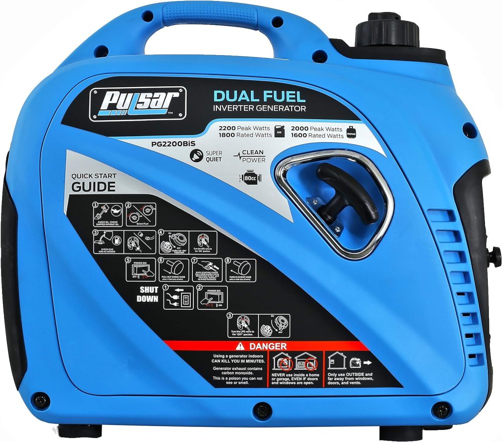 PG2200BiS - Generador portátil con Doble Combustible silencioso de 2.200 W con Salida USB y Capacidad paralela, Compatible con Carb, Compatible con PG2200BiS