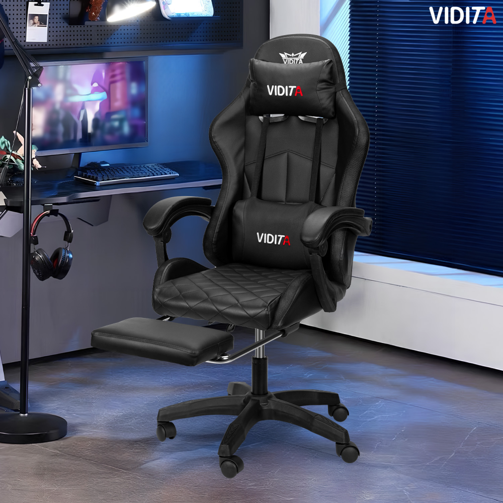 Silla Gamer RGB K-night Reclinable Con Masajeasdor Reposapiés Negra