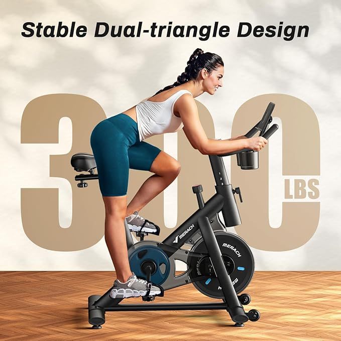 Bicicleta de ejercicio, almohadilla de freno/bicicleta estática magnética con aplicación exclusiva, bicicleta de ciclismo interior de bajo ruido con capacidad de peso de 270 libras, estante