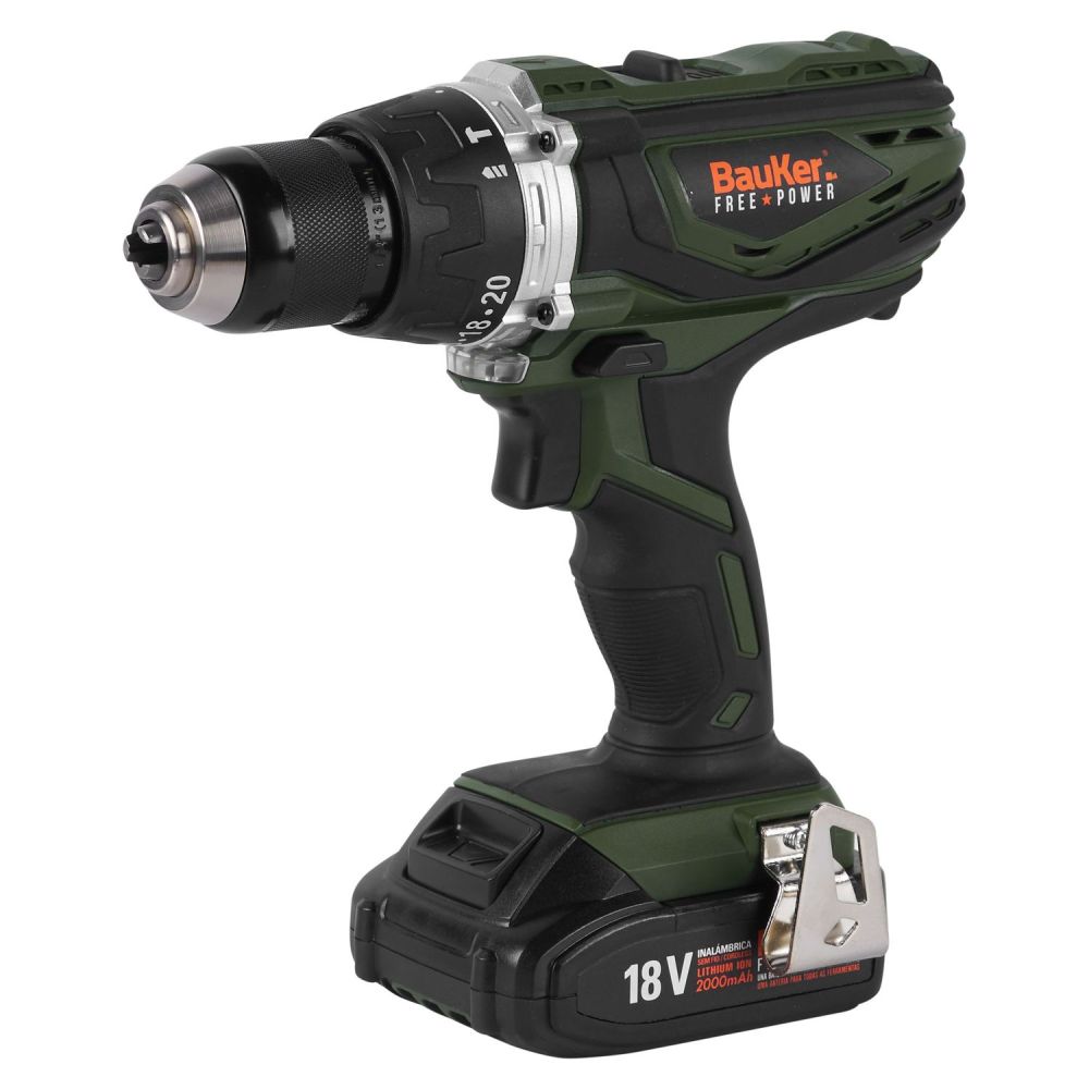Taladro Percutor  1/2"+ Atornillador de Impacto Bauker1/4" Inalámbrico Bauker18V + 2 baterías + Cargador + Maletín