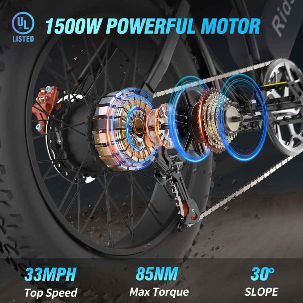 ¡OFERTA DE 24H! Bicicleta de montaña, 33 MPH, 48 V, 20 Ah, UL2849