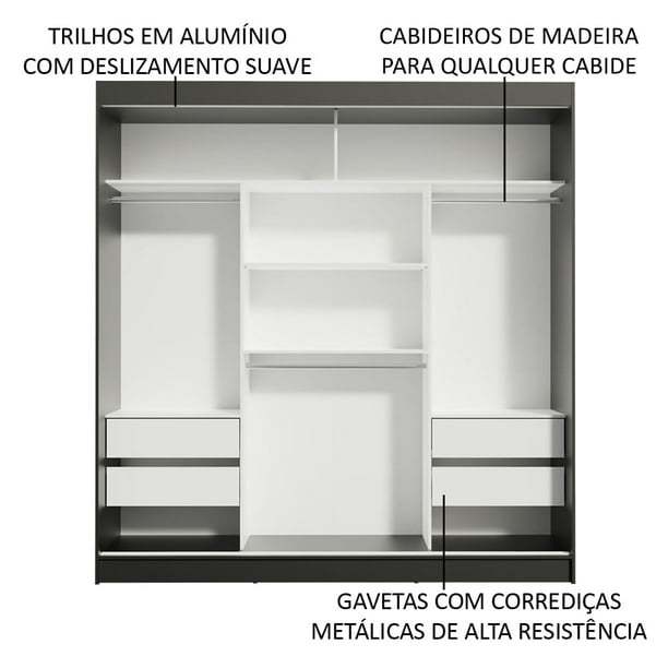 Ropero Closet  3 Puertas Corredizas Negro/Marrón