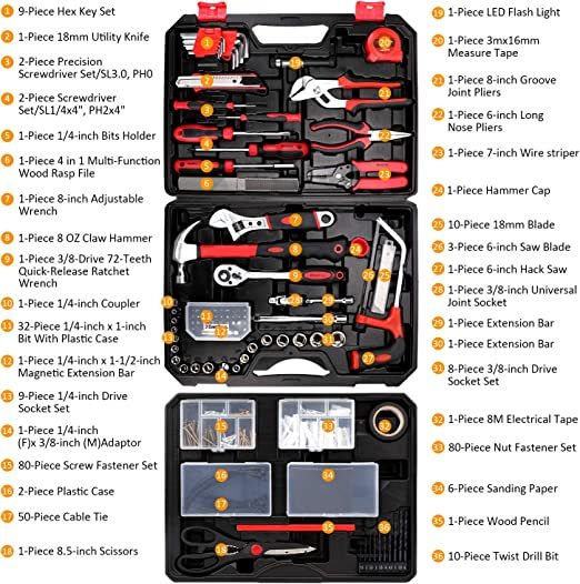 KingTool Kit de herramientas de reparación del hogar de 325 piezas