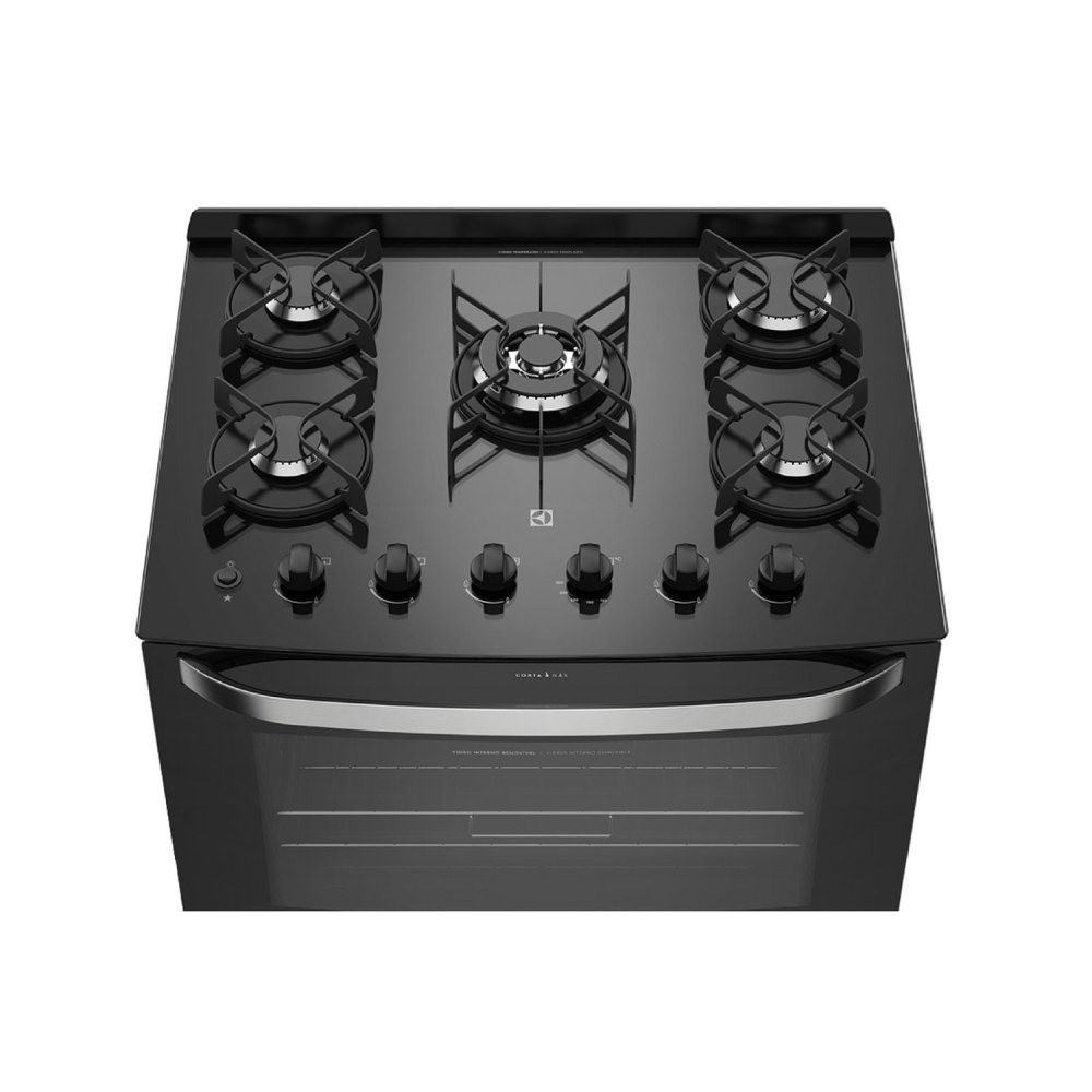 Cocina  con Vidrio Templado de 5 Quemadores Negra 76GS