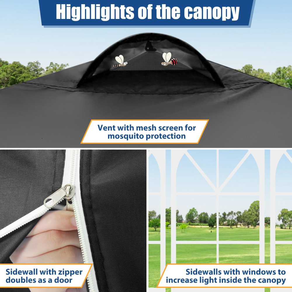 Carpa plegable impermeable de 10 x 10 con 4 paredes laterales para eventos al aire libre