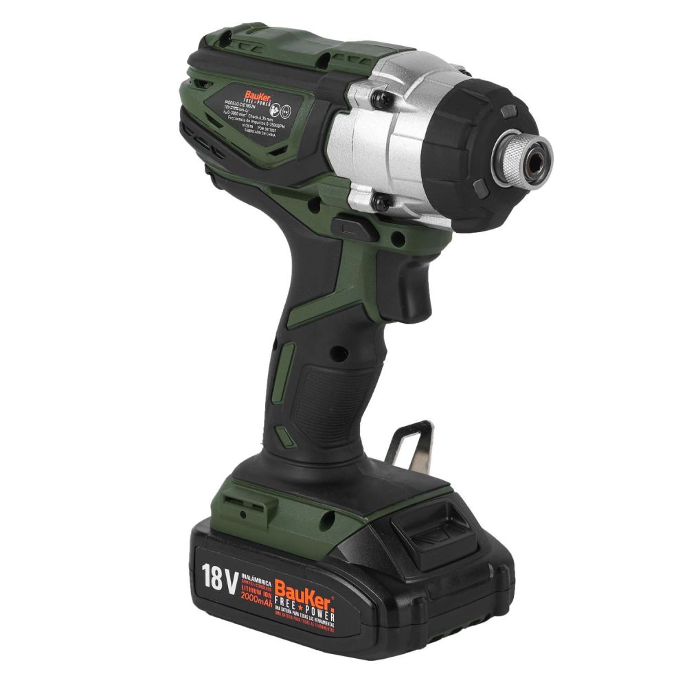 Taladro Percutor  1/2"+ Atornillador de Impacto Bauker1/4" Inalámbrico Bauker18V + 2 baterías + Cargador + Maletín