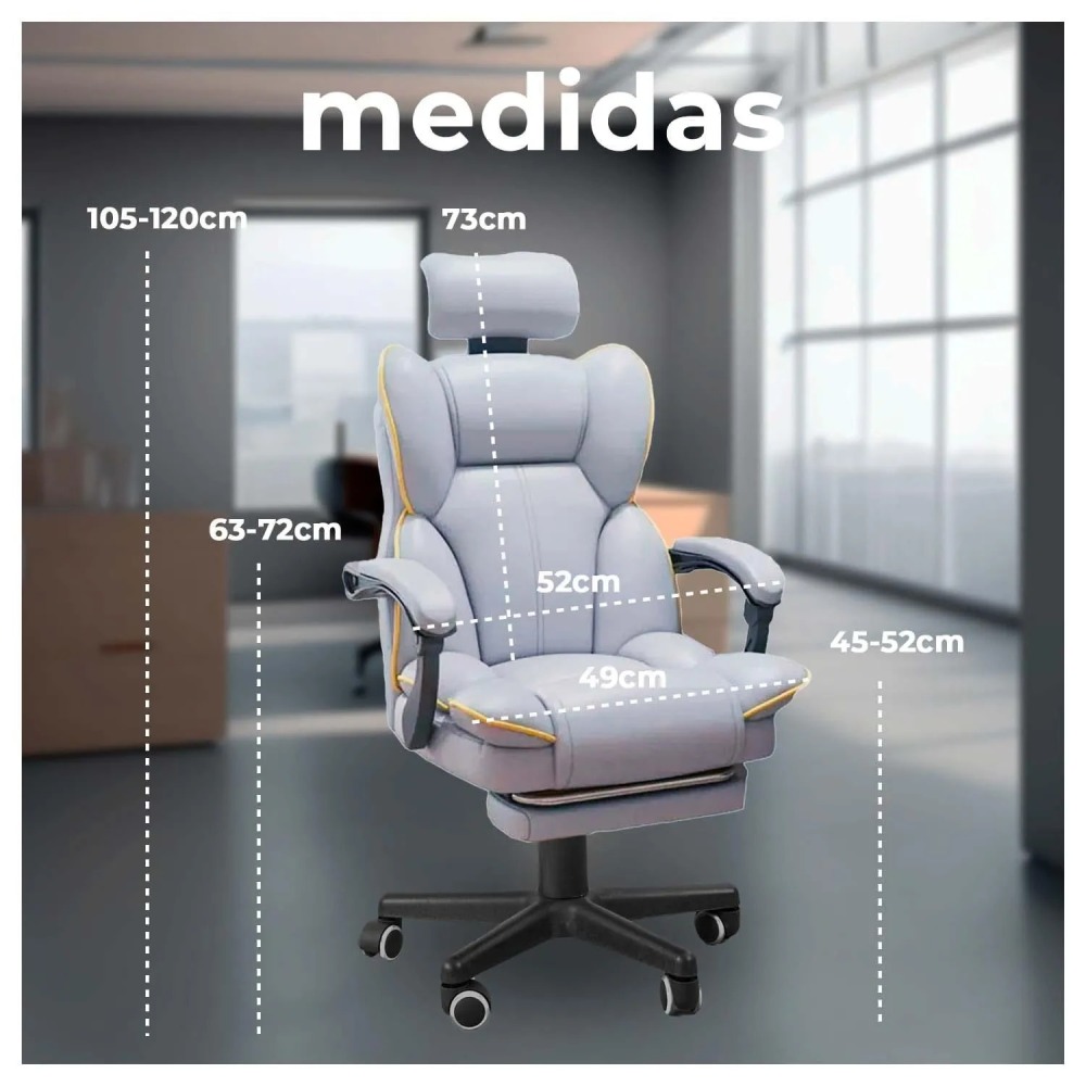 Silla de Oficina Escritorio Gamer Extra Confort diseño premium - Gris