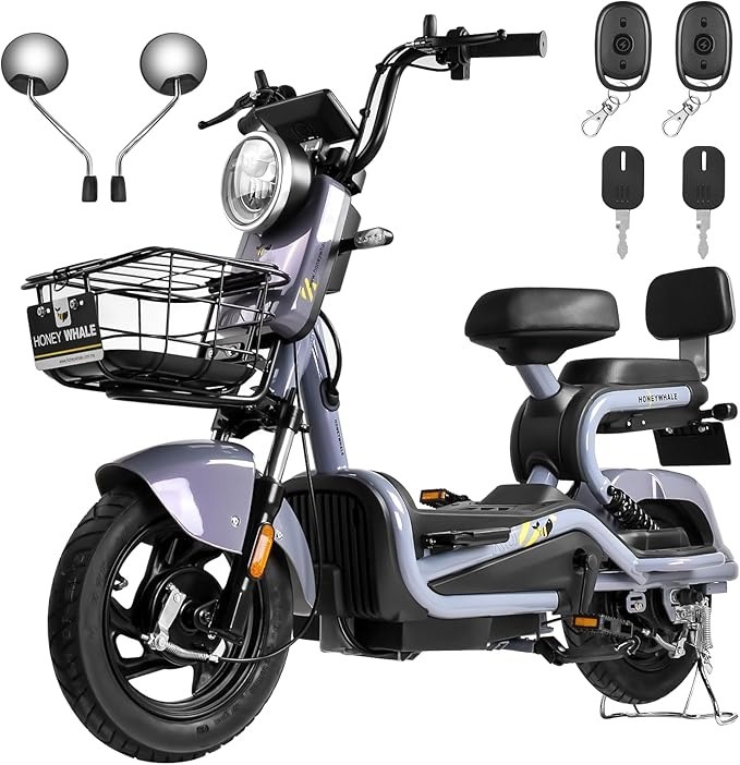 Bicimoto Eléctrica con Alarma, Máxima del Motor 700W, Velocidad Máxima 45KM/H, Autonomía 55-60KM, Baterías de Gran Capacidad 20AH