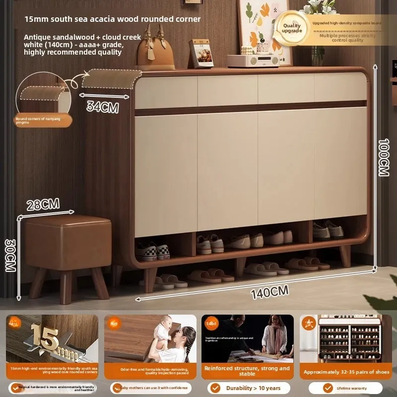 Zapatero de madera de gran capacidad y diseño compacto con múltiples niveles para organizar el hogar (capacidad para 30 pares)