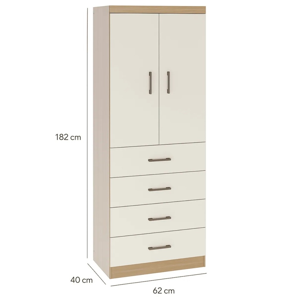 Combo Cómoda 10 Cajones + Clóset 2 Puertas 4 Cajones Café Beige