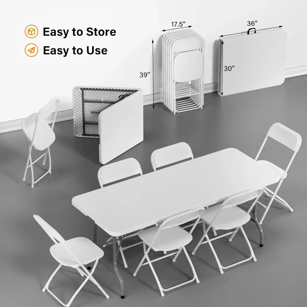 Mesa plegable de plástico portátil de 6 pies para interiores y exteriores