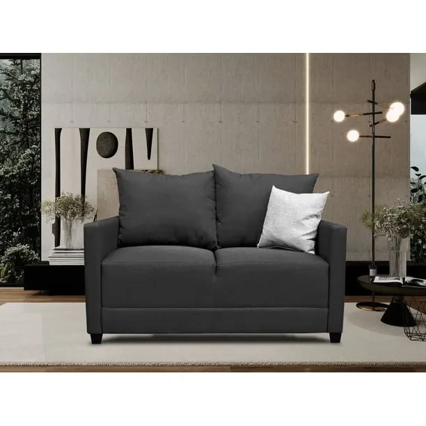 Sala Modular 3-2-1 El Bazar Store Atlanta Lino Negro Sofa Love seat sillon