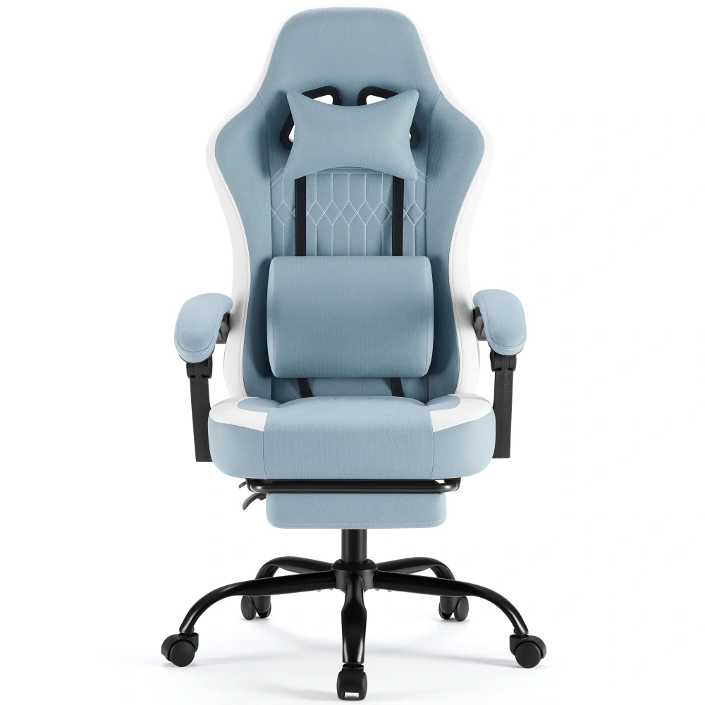 Silla ergonómica JHK para gaming y ordenador: altura ajustable, giro de 360°, con reposacabezas, soporte lumbar y reposabrazos articulados — Para oficina y hogar