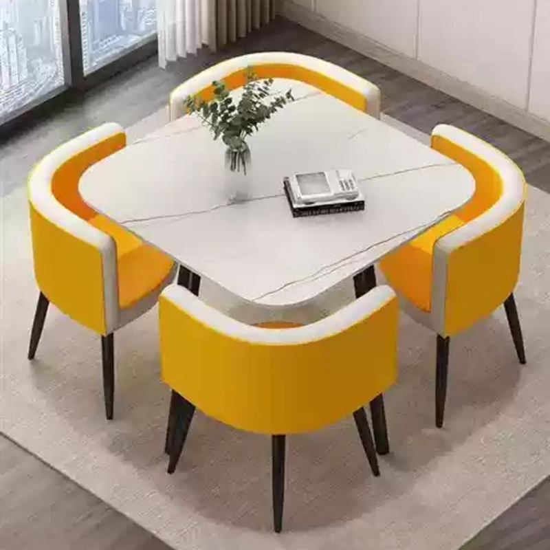 Mesa de comedor de recepción sencilla, mesa de comedor de mármol, silla de madera maciza, mesa de comedor para restaurante, muebles GPF50YH