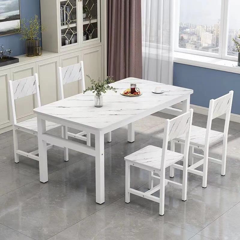 Juego de mesa de comedor plegable y extensible con 4 sillas — Mesa rectangular de madera para cocina y comedor, ideal para ahorrar espacio en apartamentos pequeños y uso doméstico.