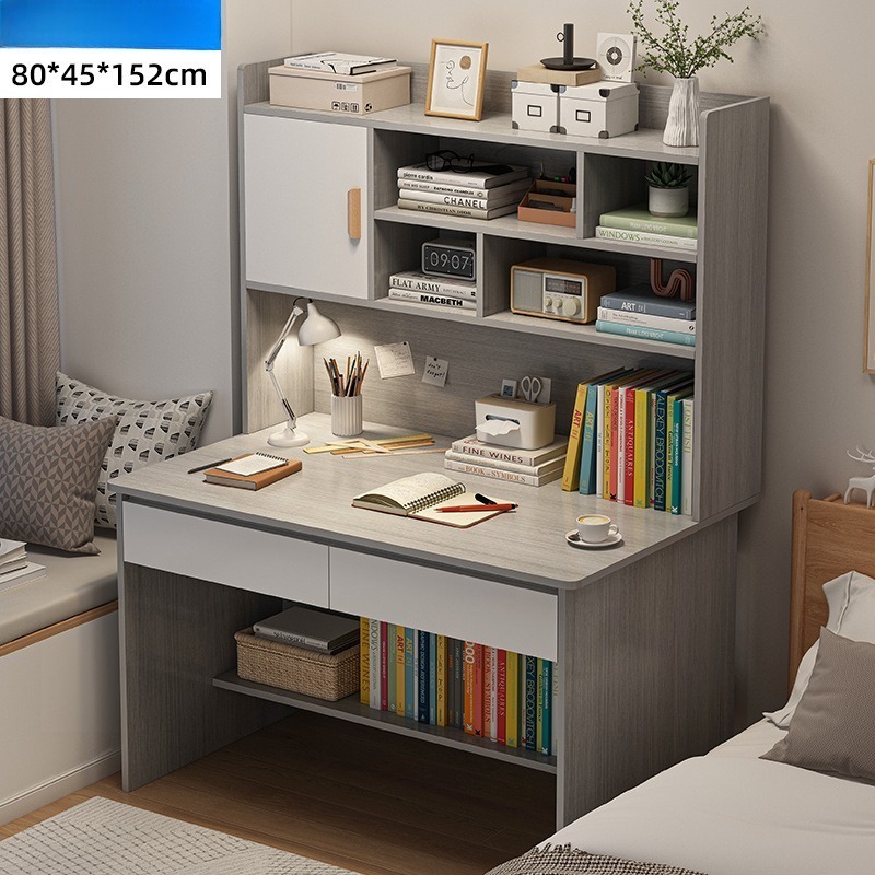 Escritorio para computadora y estudio, con estantería integrada — Ideal para el hogar y estudiantes