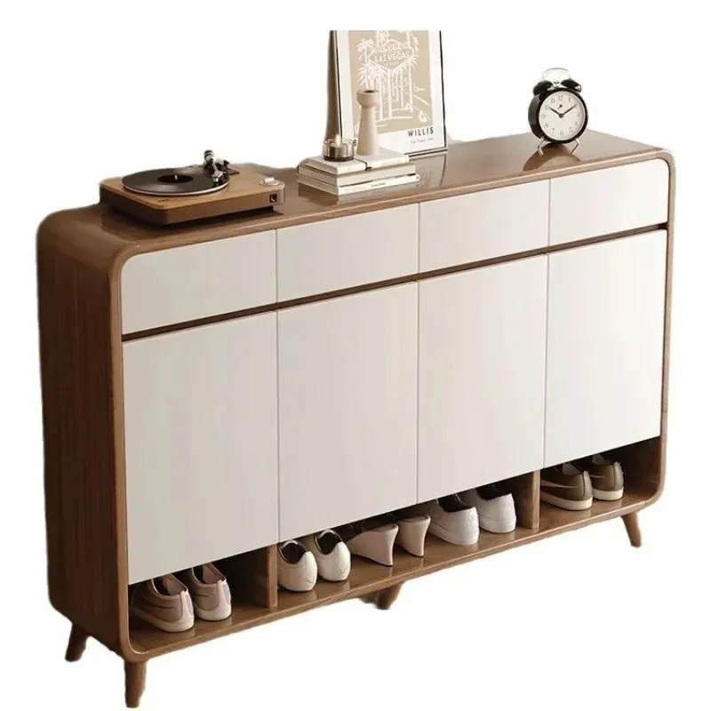 Zapatero de madera de gran capacidad y diseño compacto con múltiples niveles para organizar el hogar (capacidad para 30 pares)