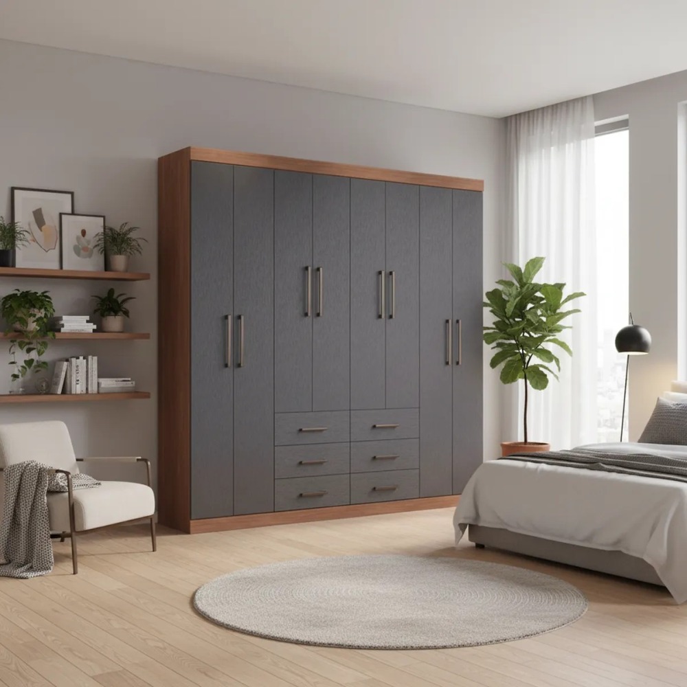 Clóset Liverpool 8 Puerta(s) 6 Cajón(es) 11 Repisa(s) 212x210x46.3 cm Gris