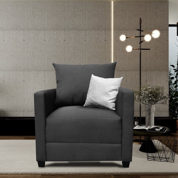 Sala Modular 3-2-1 El Bazar Store Atlanta Lino Negro Sofa Love seat sillon