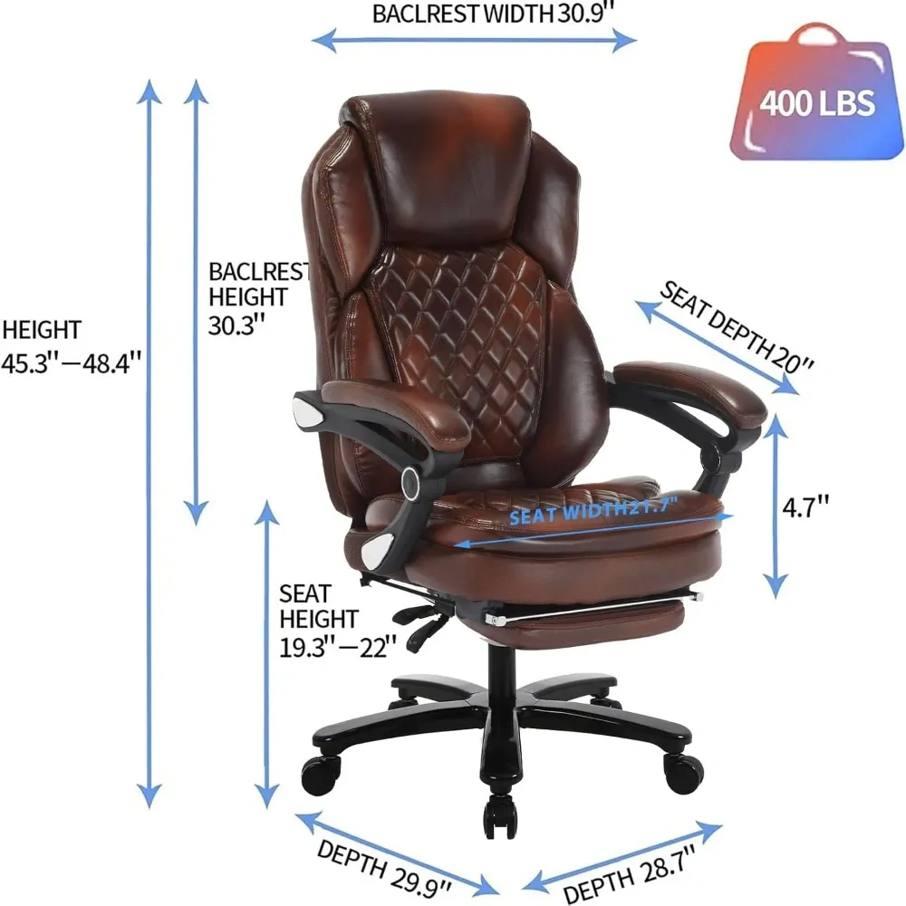Sillones de oficina reclinables con reposapiés (grandes) — 400 lb