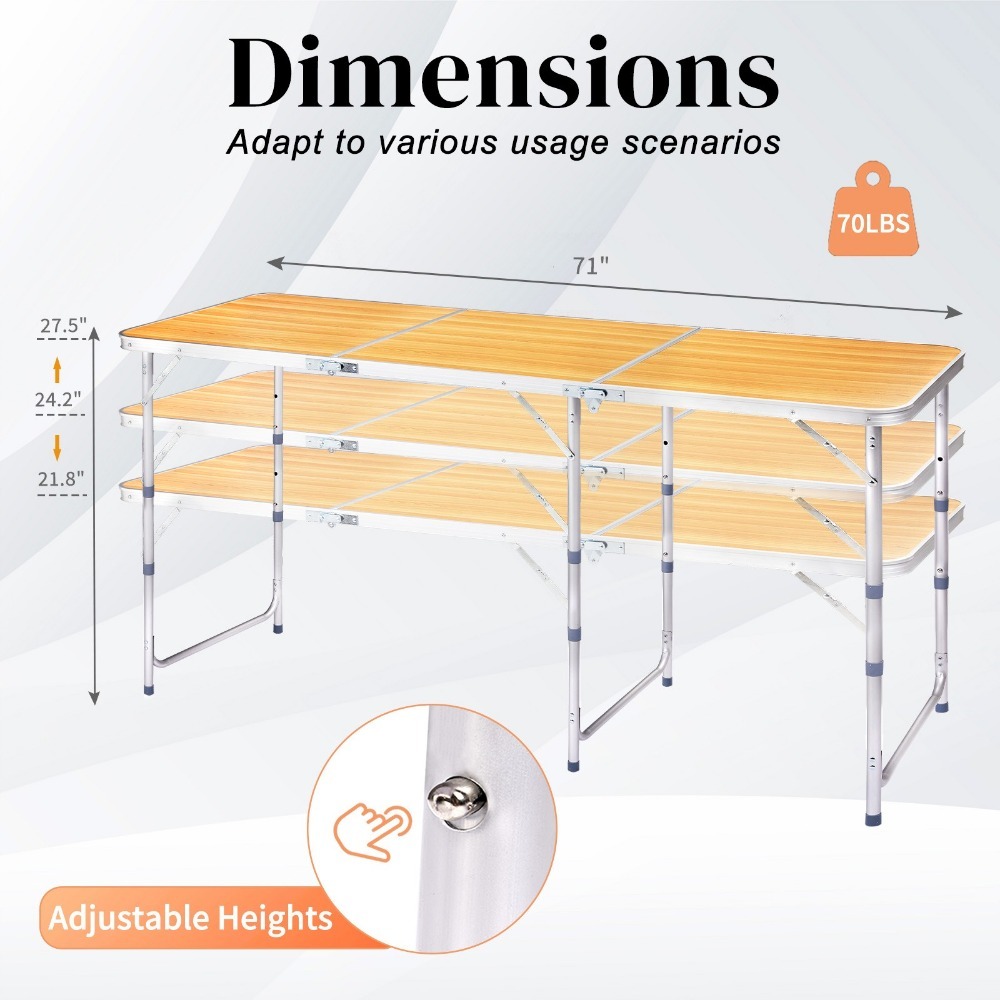 Mesa plegable de plástico portátil de 6 pies para interiores y exteriores: perfecta para comidas y fiestas.