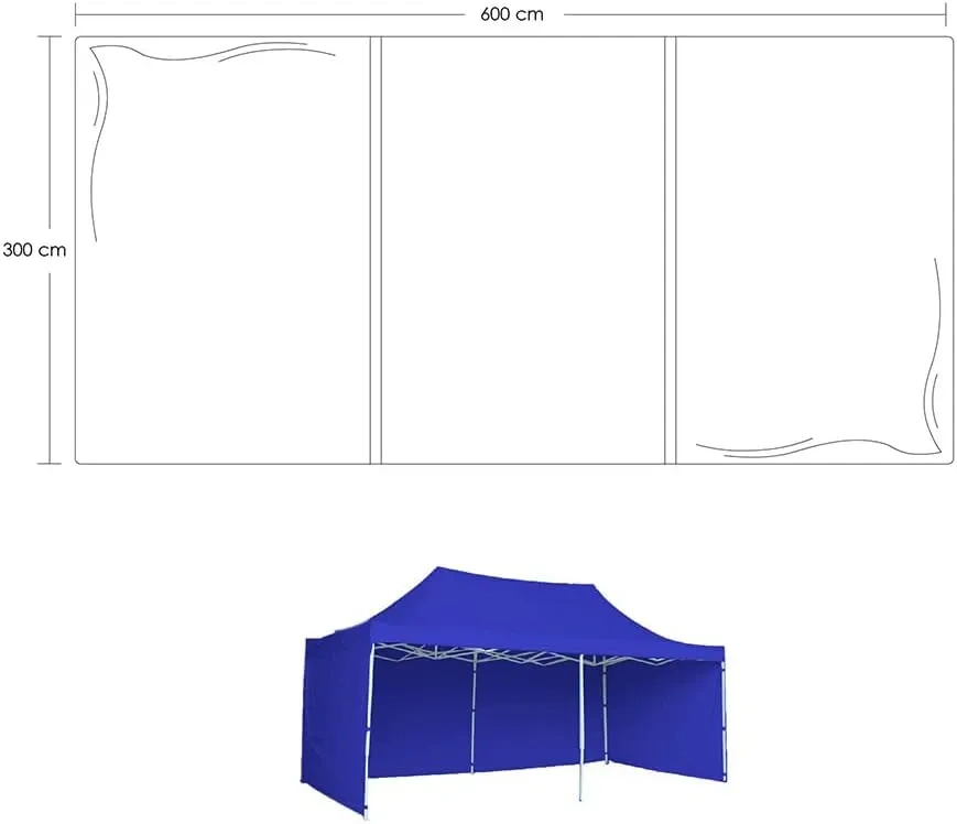 Toldo Plegable con Paredes Laterales, Impermeable y Resistente al Calor, Cinta de Gancho y Felpa de Ajuste, Ideal para Exterior. (Azul, 3x6)
