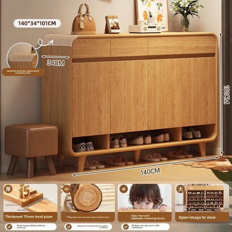 Zapatero de madera de gran capacidad y diseño compacto con múltiples niveles para organizar el hogar (capacidad para 30 pares)