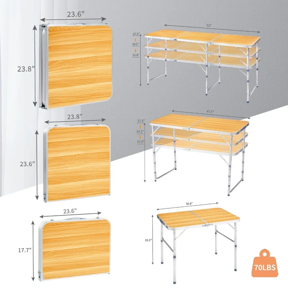 Mesa plegable de plástico portátil de 6 pies para interiores y exteriores: perfecta para comidas y fiestas.