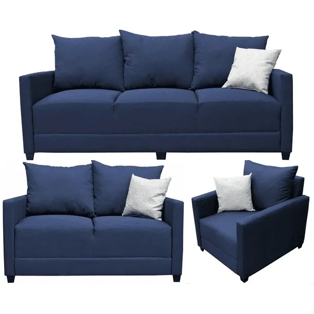 Sala Modular 3-2-1 El Bazar Store Atlanta Lino Negro Sofa Love seat sillon