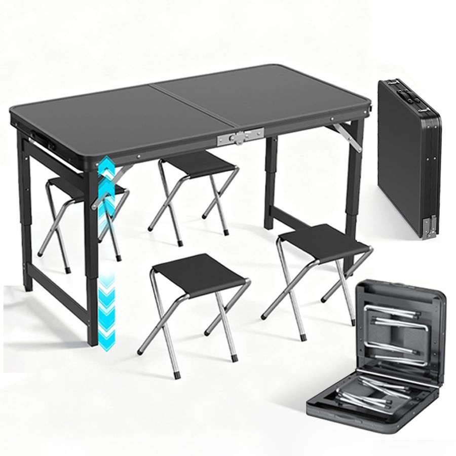 Mesa de cartas plegable y portátil con sillas, mesa plegable de 4 pies con altura ajustable