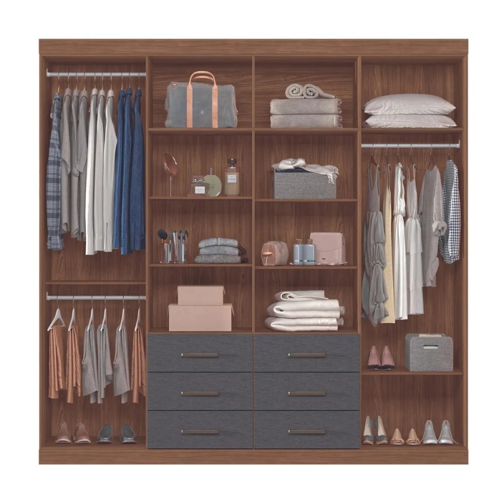 Clóset Liverpool 8 Puerta(s) 6 Cajón(es) 11 Repisa(s) 212x210x46.3 cm Gris
