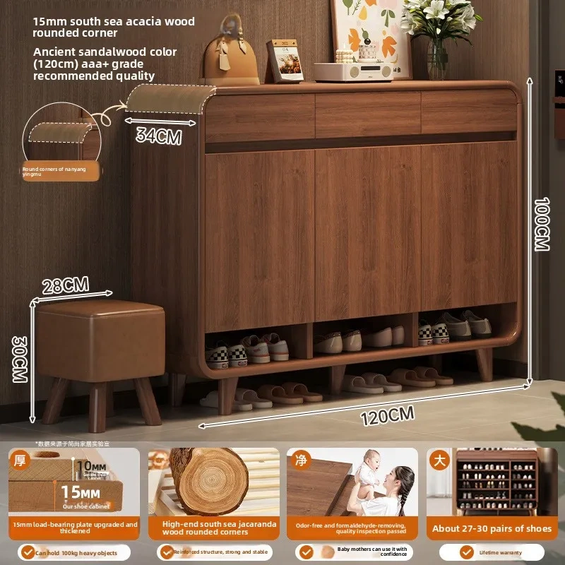 Zapatero de madera de gran capacidad y diseño compacto con múltiples niveles para organizar el hogar (capacidad para 30 pares)