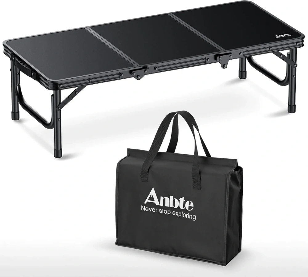 Mesa de picnic plegable baja de 3 pies, mesa de camping de aluminio grueso
