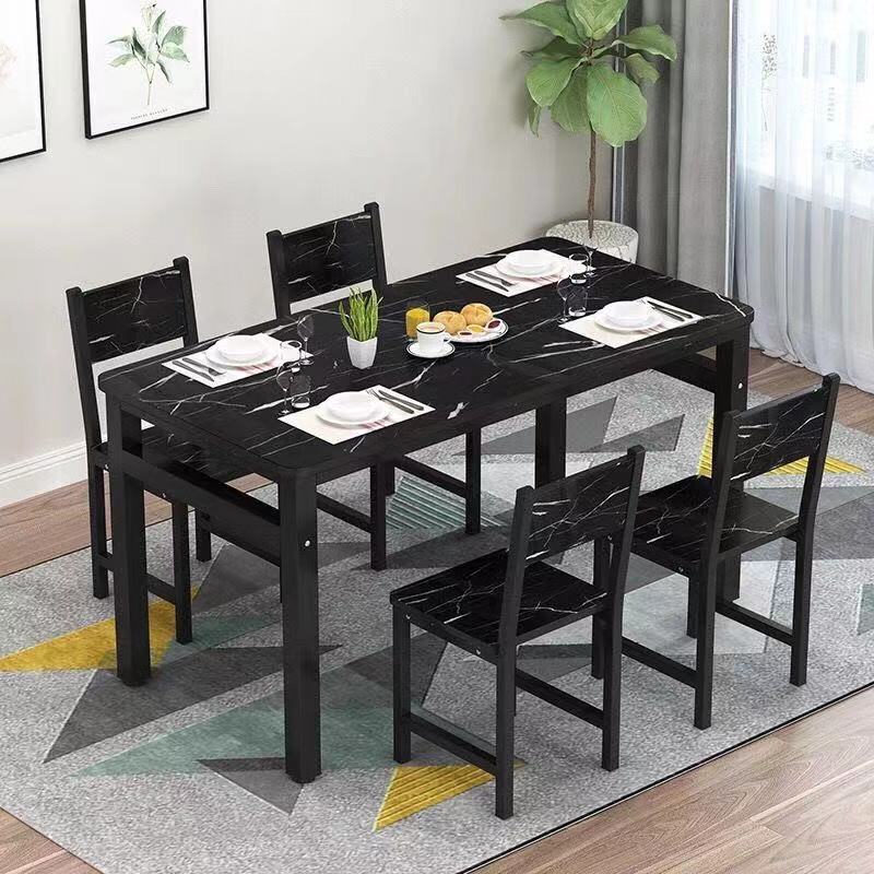 Juego de mesa de comedor plegable y extensible con 4 sillas — Mesa rectangular de madera para cocina y comedor, ideal para ahorrar espacio en apartamentos pequeños y uso doméstico.