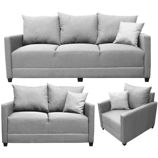 Sala Modular 3-2-1 El Bazar Store Atlanta Lino Negro Sofa Love seat sillon