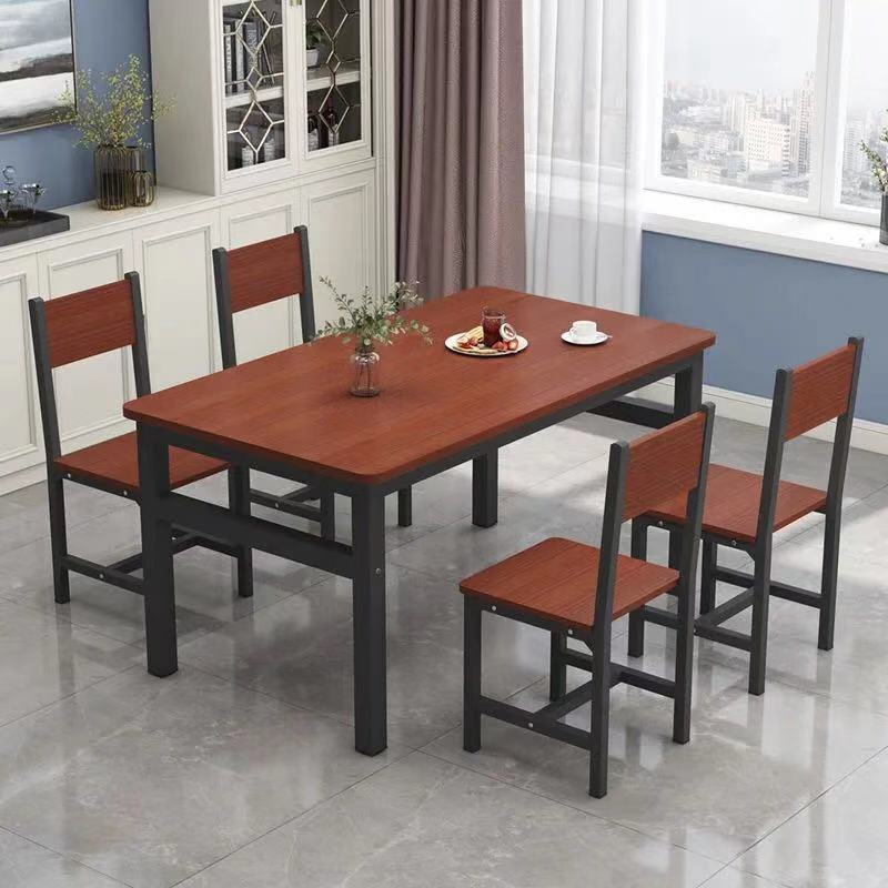 Juego de mesa de comedor plegable y extensible con 4 sillas — Mesa rectangular de madera para cocina y comedor, ideal para ahorrar espacio en apartamentos pequeños y uso doméstico.