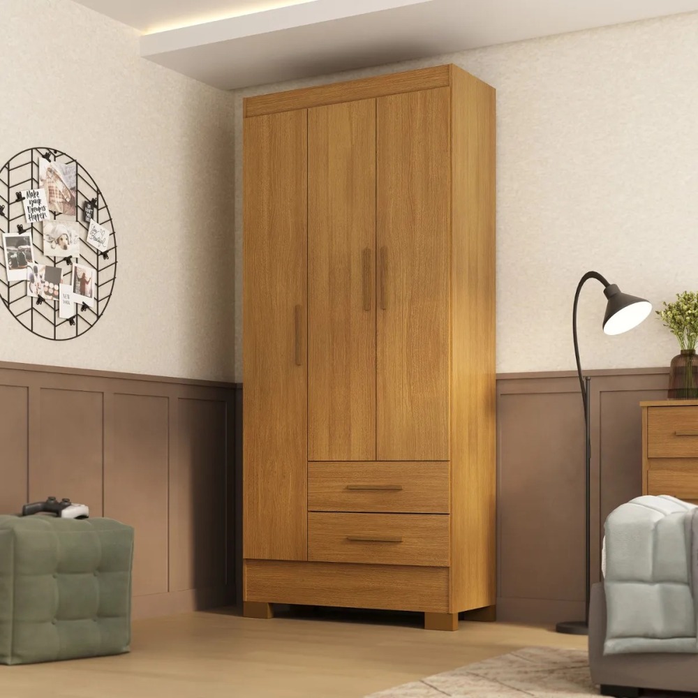 Combo closet 3 puertas 2 cajones + cómoda 5 cajones