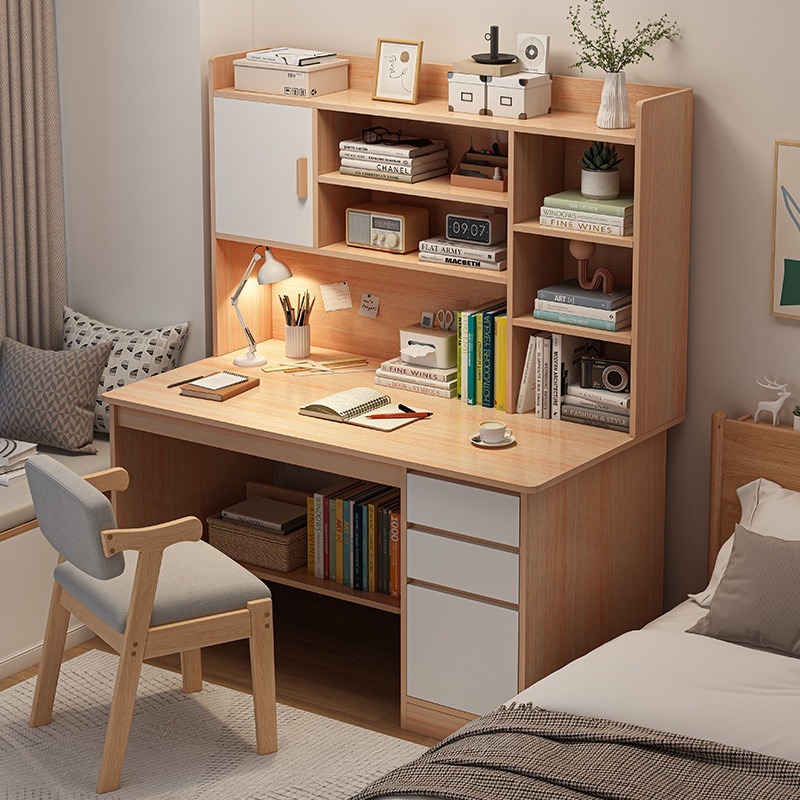 Escritorio para computadora y estudio, con estantería integrada — Ideal para el hogar y estudiantes