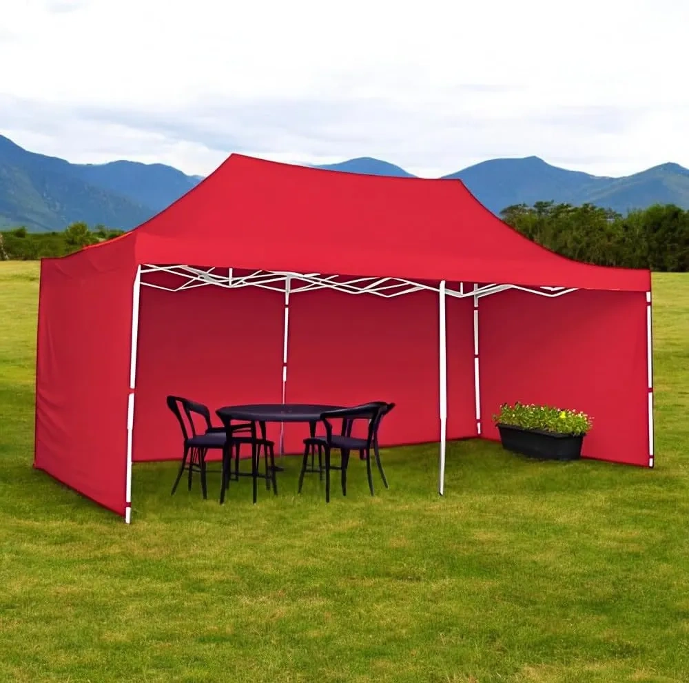 Toldo Plegable con Paredes Laterales, Impermeable y Resistente al Calor, Cinta de Gancho y Felpa de Ajuste, Ideal para Exterior. (Azul, 3x6)