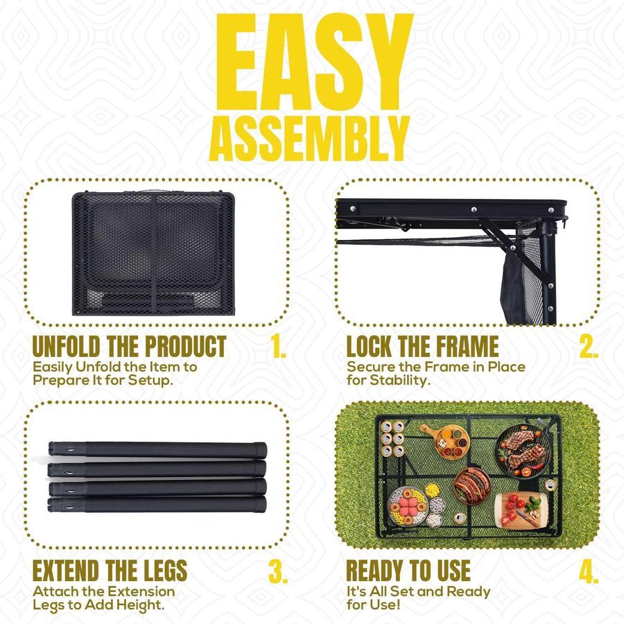 Mesa para parrilla de exterior con paneles de extensión, soporta hasta 88 libras.