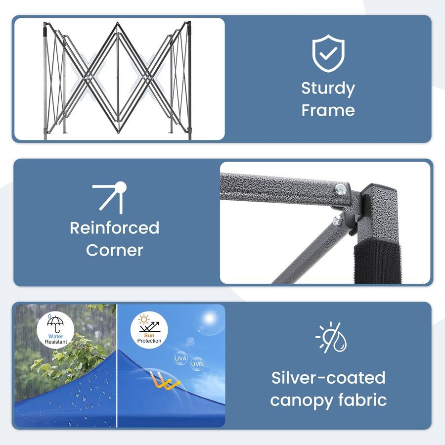 Carpa plegable de 9.5 x 9.5 pies — Carpas de montaje fácil
