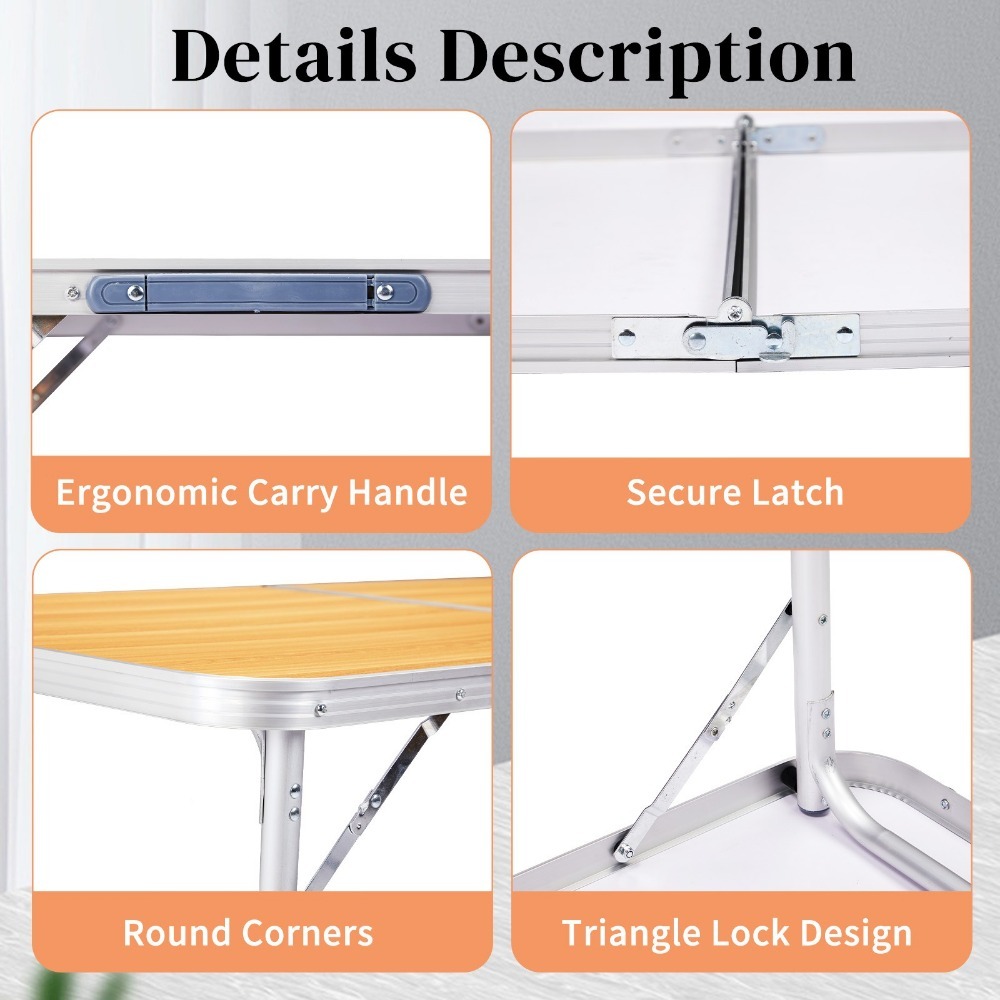 Mesa plegable de plástico portátil de 6 pies para interiores y exteriores: perfecta para comidas y fiestas.