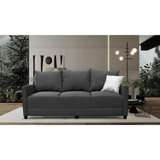 Sala Modular 3-2-1 El Bazar Store Atlanta Lino Negro Sofa Love seat sillon
