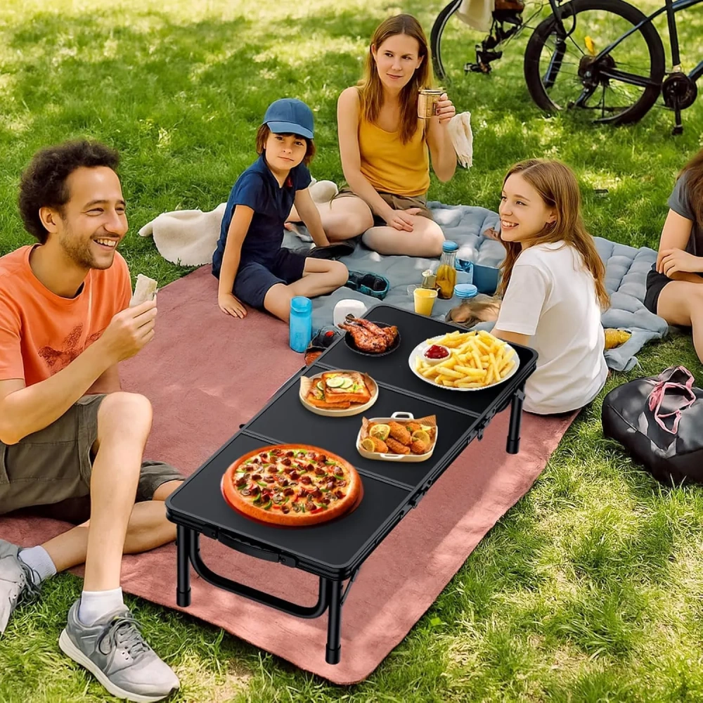 Mesa de picnic plegable baja de 3 pies, mesa de camping de aluminio grueso