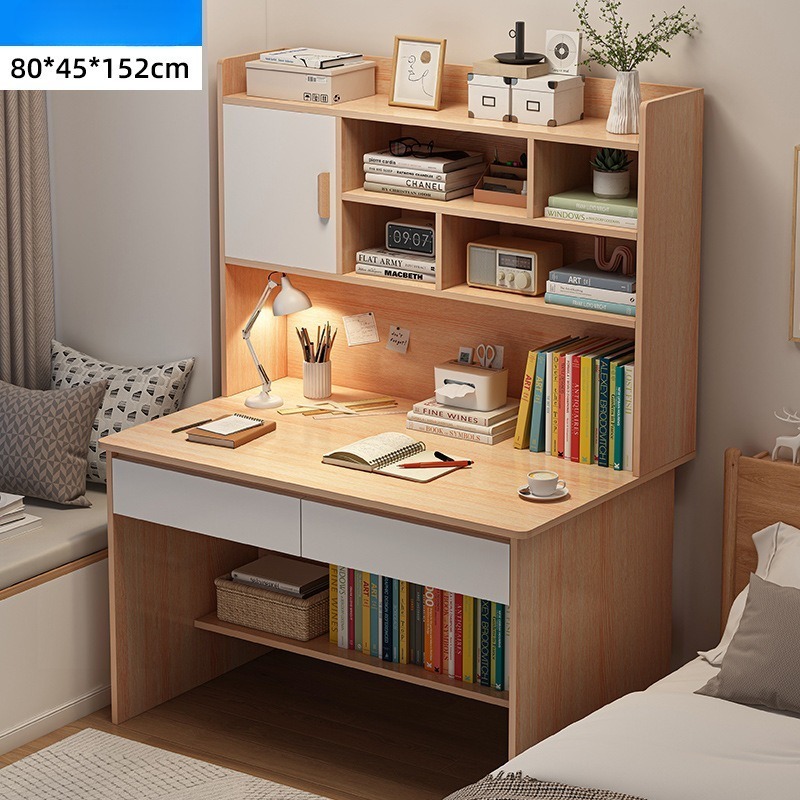 Escritorio para computadora y estudio, con estantería integrada — Ideal para el hogar y estudiantes